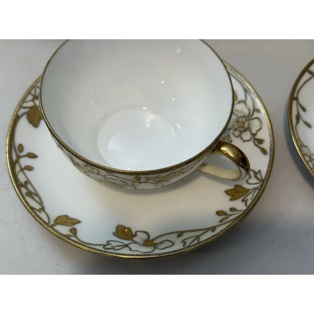 Vintage Mixed Set Bone china Nippon gold leaf  7 Piece China Tea Set